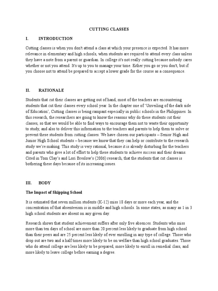 Understanding Class Cutting in Schools | PDF | Adolescence | Schools