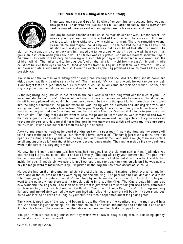 Story The Magic Bag PDF Foods