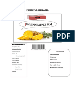 Pineapple Jam Label: Nutritional Facts