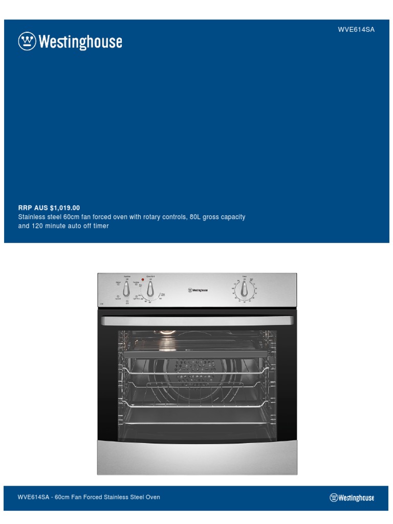 Westinghouse WVE614SA Electric Built in Oven Specifications Sheet PDF Oven Contractual Term