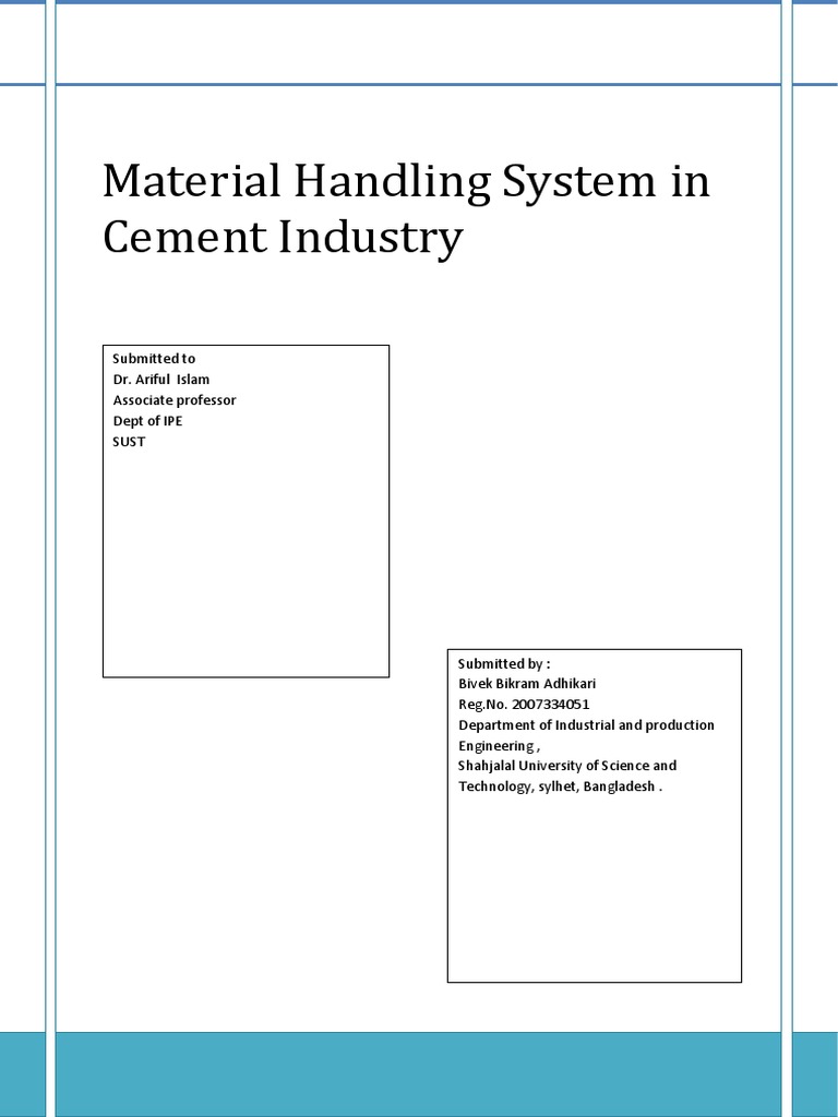 Material Handling System in Cement Industry PDF Belt (Mechanical