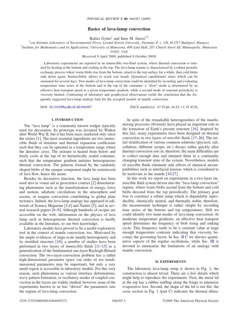 Lava Lamp PDF Convection Mantle (Geology)