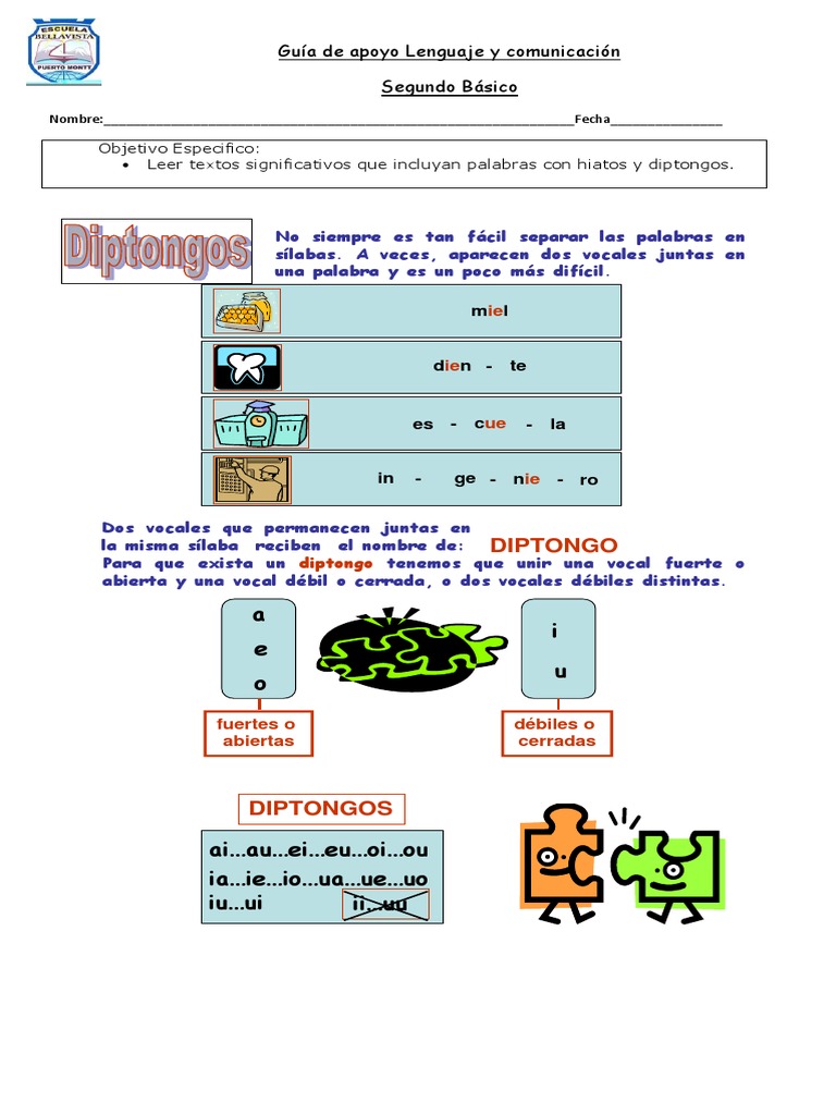 Diptongos y Hiatos para Niños | PDF | Voz humana | Fonética