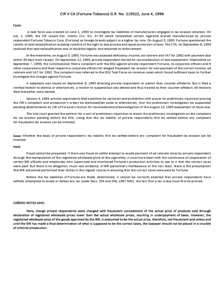 Cir V Ca PDF Tax Evasion Complaint