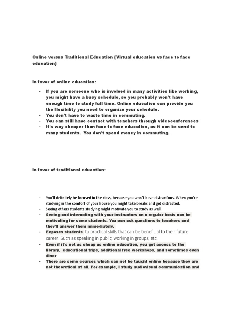 Online Versus Traditional Education | PDF