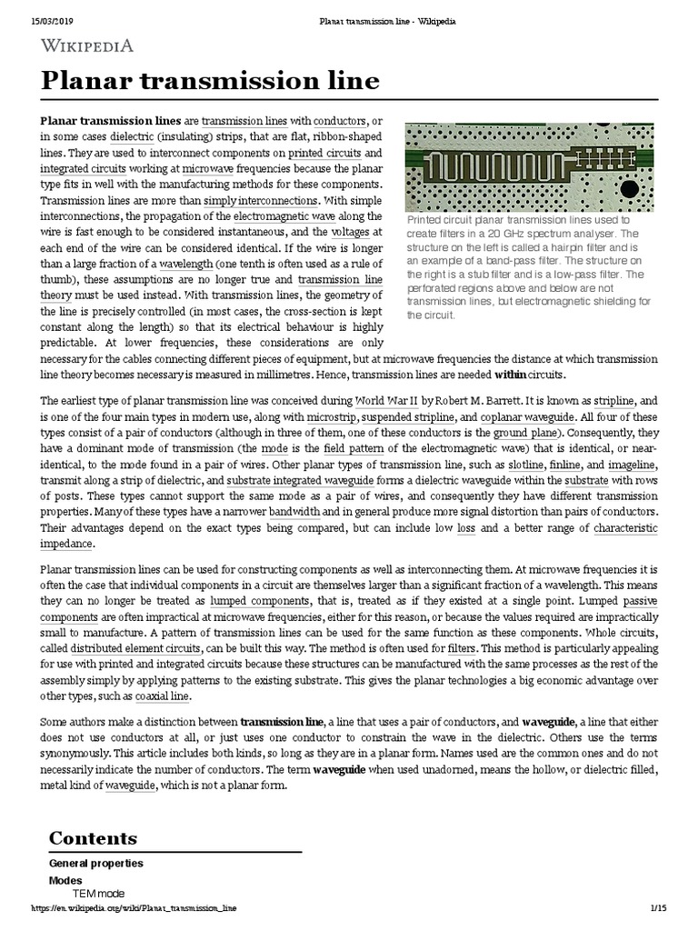 Planar Transmission Line | PDF | Transmission Line | Waves