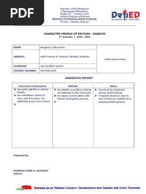Character Profile Format