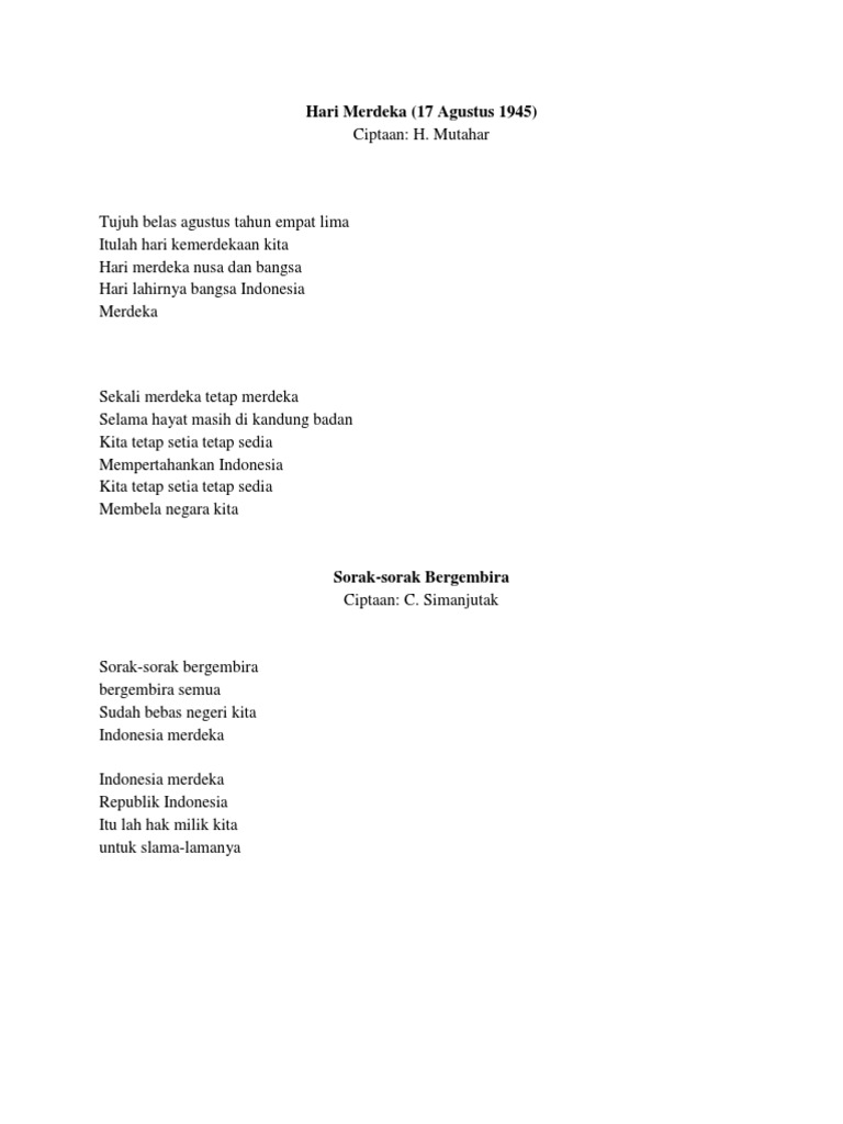 Lyrics Lagu Nasional Pdf