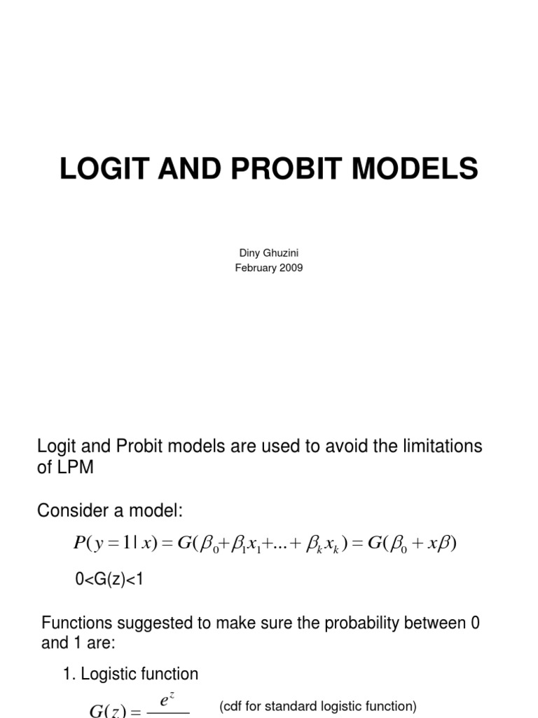 Logit And Probit Models Logistic Regression Ordinary Least Squares