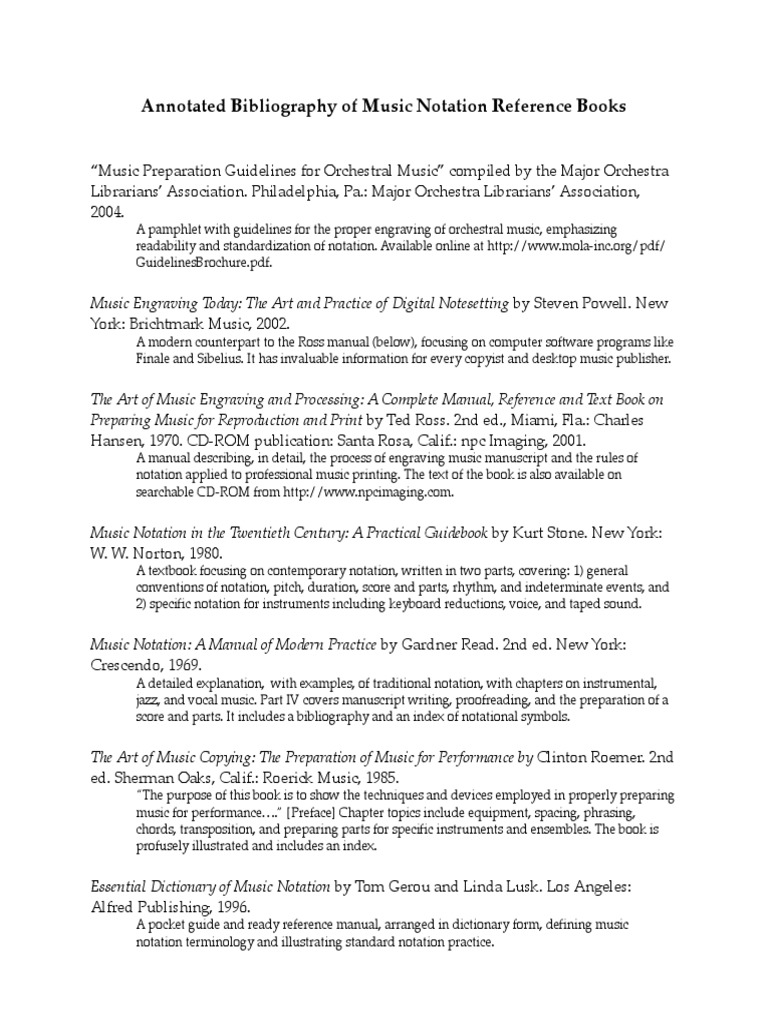 Music Notation Reference Books List | PDF | Musical Compositions ...