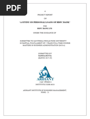 A Study on personal loan of HDFC Bank -draft.docx
