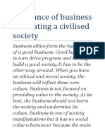 Relevance of Business in Creating A Civilised Society