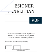 KUESIONER PENELITIAN SKRIPSI (Untuk Pelayaanan) PDF