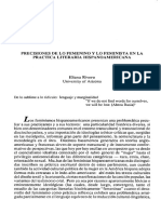 Precisiones de Lo Femenino y Lo Feminista en La Práctica Literari PDF