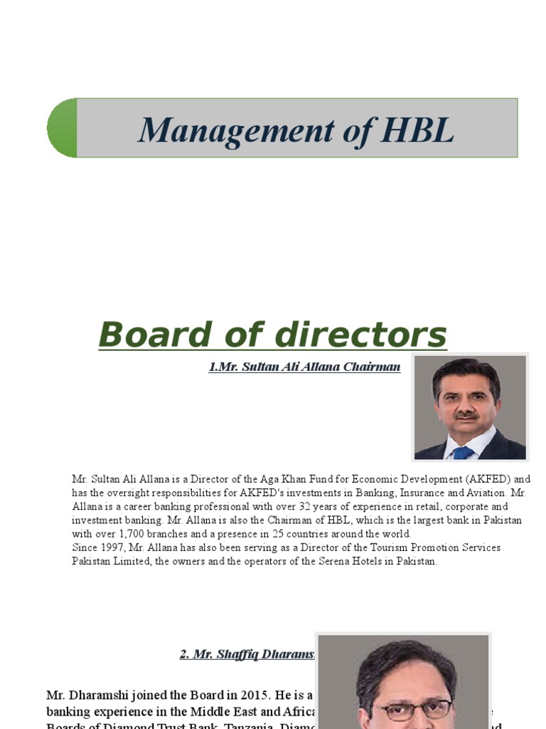 HBL Board & Management Overview | PDF | Financial Services | Banking
