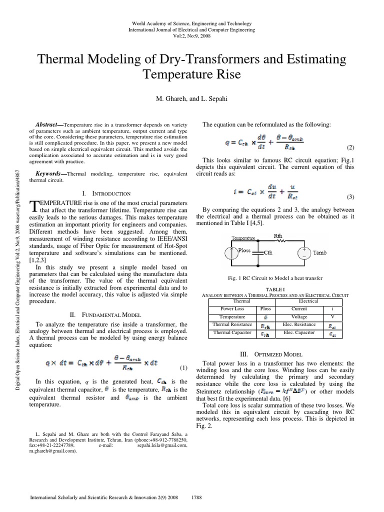 Thermal Modeling of Dry Transformers | PDF | Transformer | Electrical ...