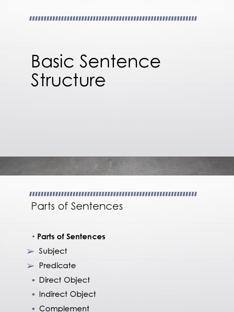Basic Sentence Structure PDF | PDF | Sentence (Linguistics) | Verb
