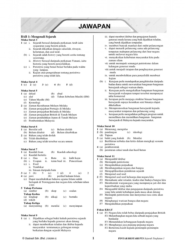 Jawapan Buku Modul Sejarah Tingkatan 4 malaykuri