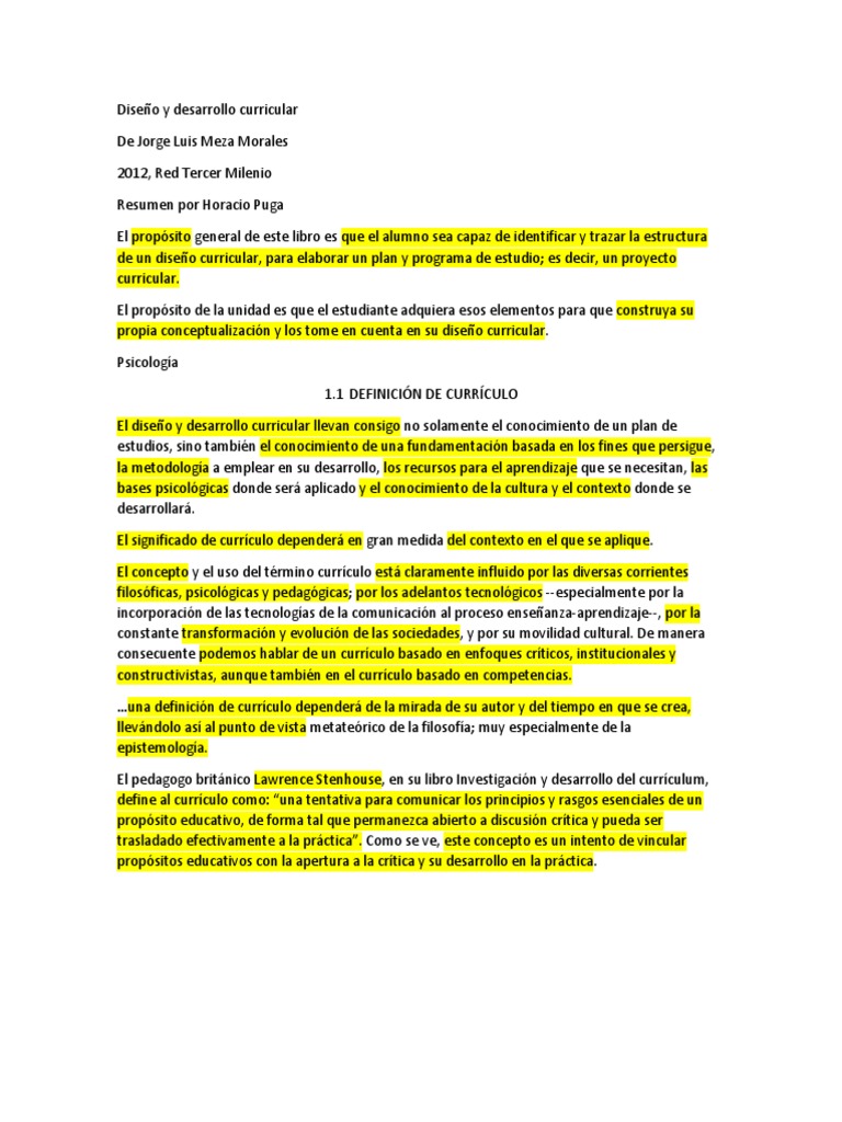 Diseño y desarrollo curricular explicado | PDF | Plan de estudios ...
