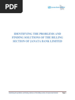 Identifying The Problems and Finding Solutions of The Billing Section of Janata Bank Limited