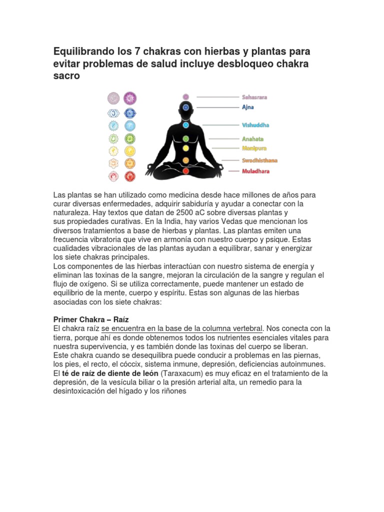 Equilibrando Los 7 Chakras Con Hierbas y Plantas | PDF | Las emociones ...