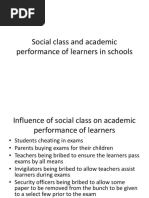 Social Class and Academic Performance of Learners in Schools