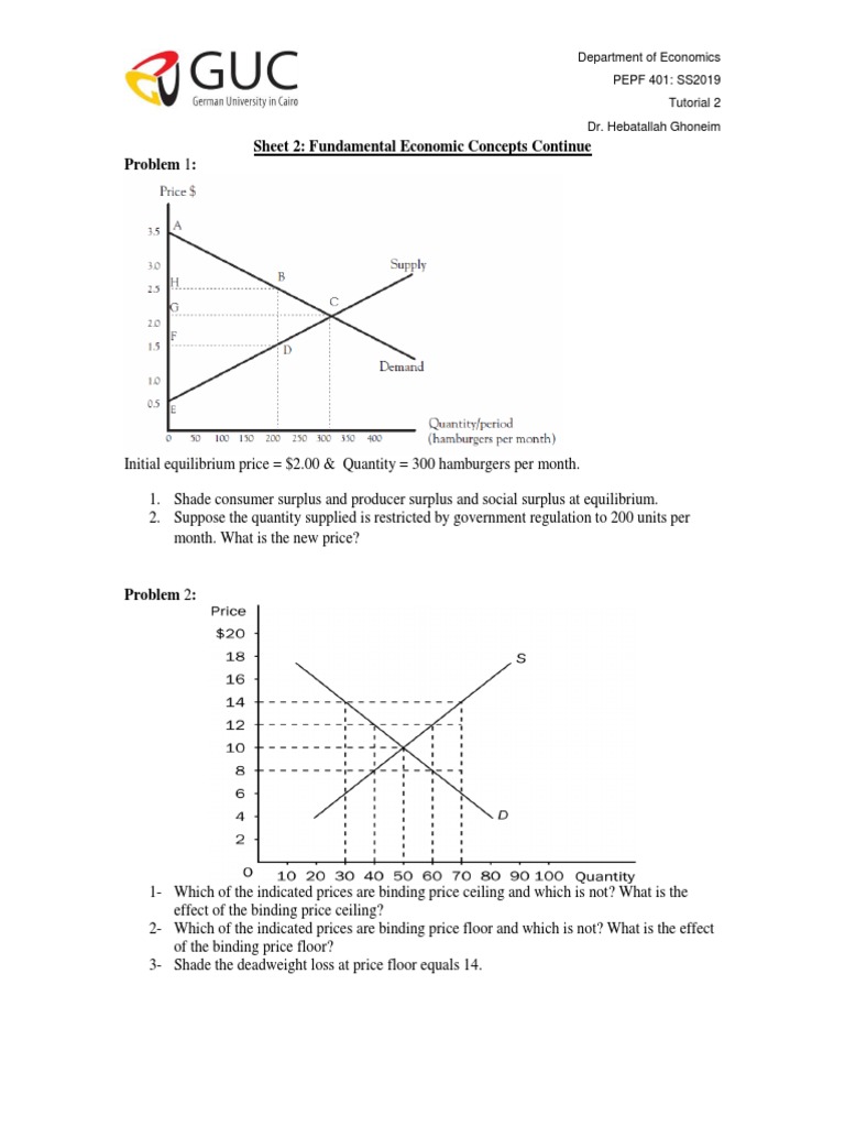 Sheet 2: Fundamental Economic Concepts Continue Problem 1 | PDF ...
