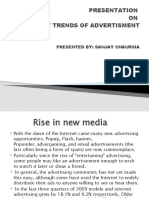 Presentation ON Recent Trends of Advertisment: Presented By: Sanjay Chaursia