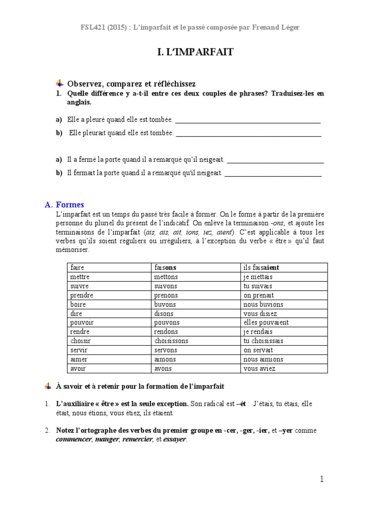 Le Verbe Remercier à L Imparfait Imparfait Et Passe Compose Exercices Cor PDF | PDF | Verbe | Complément  d'objet