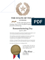 Texas Remanufacturing Day 2019 Proclamation