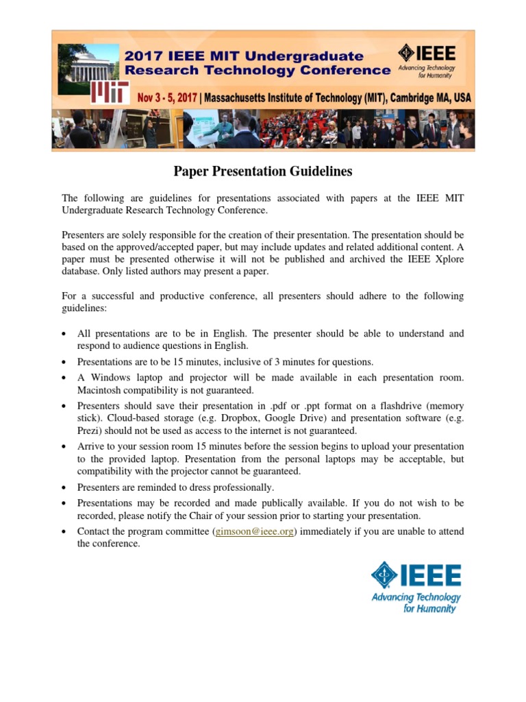 IEEE MIT Conference Presentation Guidelines | PDF | Computers