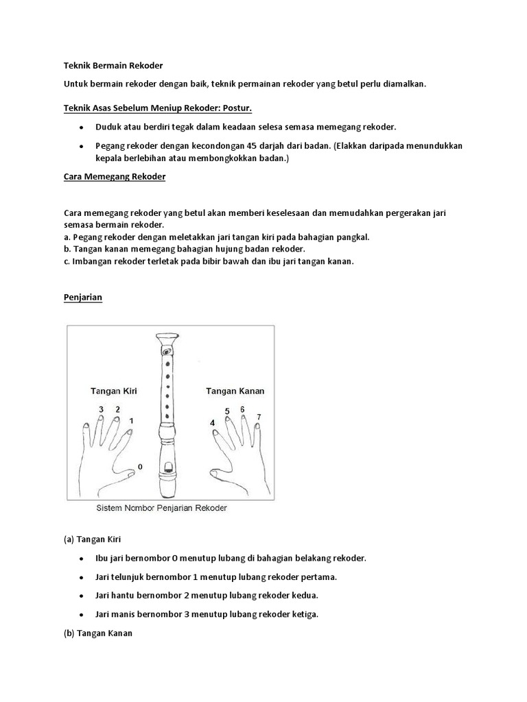 Teknik Bermain Rekoder | PDF