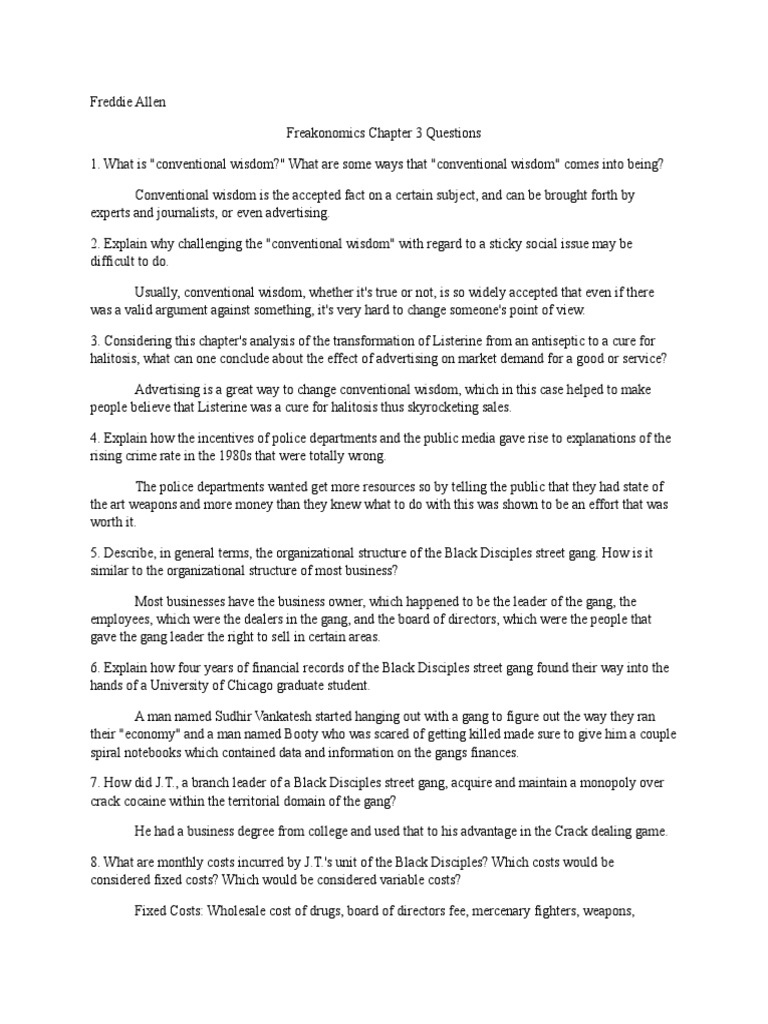 Freakonomics Movie Worksheet