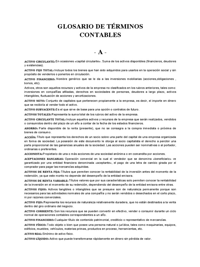 Glosario De Términos Contables | Balance de pagos | Beneficio (economía)