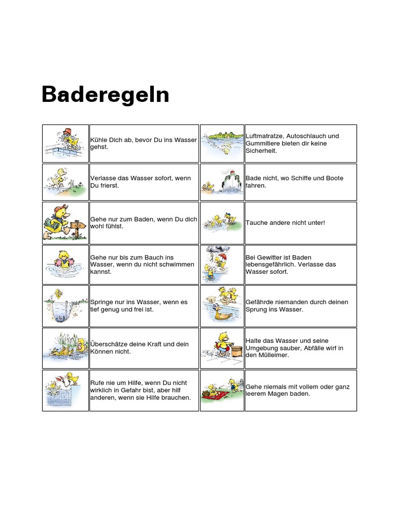 1. Baderegeln Bronze