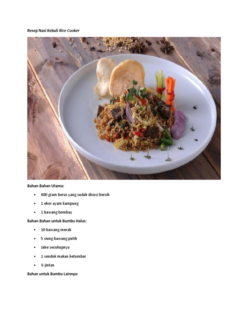 Resep Nasi Kebuli Rice Cooker