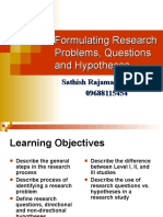 Formulating Research Problems, Questions and Hypotheses