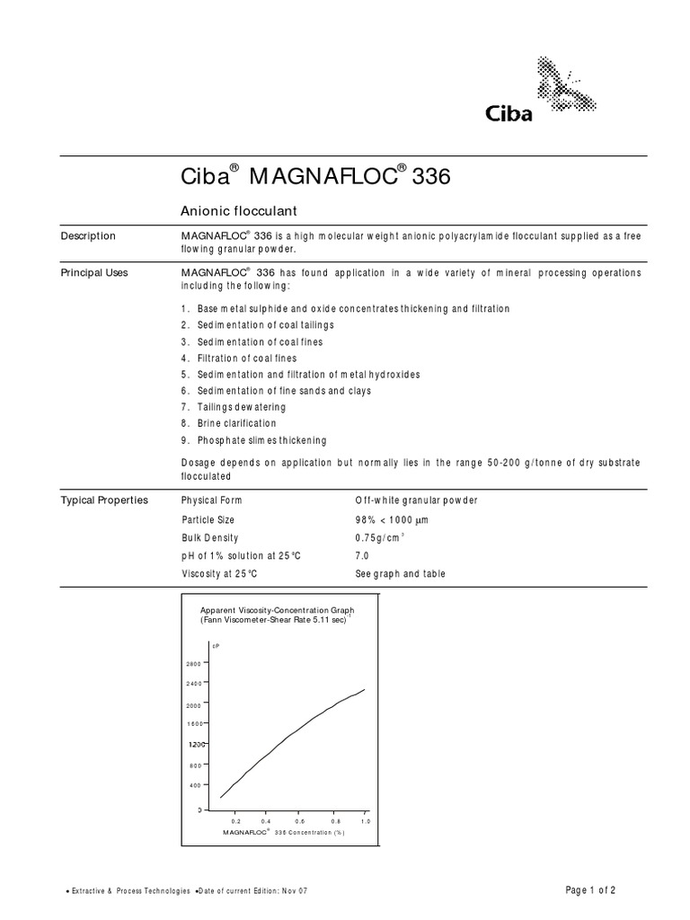 Magnafloc 336 (HT) | PDF | Chemistry | Materials