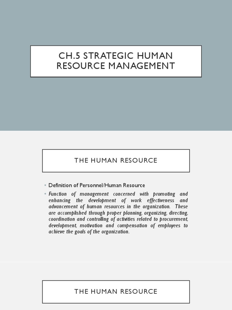 CH 5. Strat HRM | PDF | Human Resource Management | Human Resources