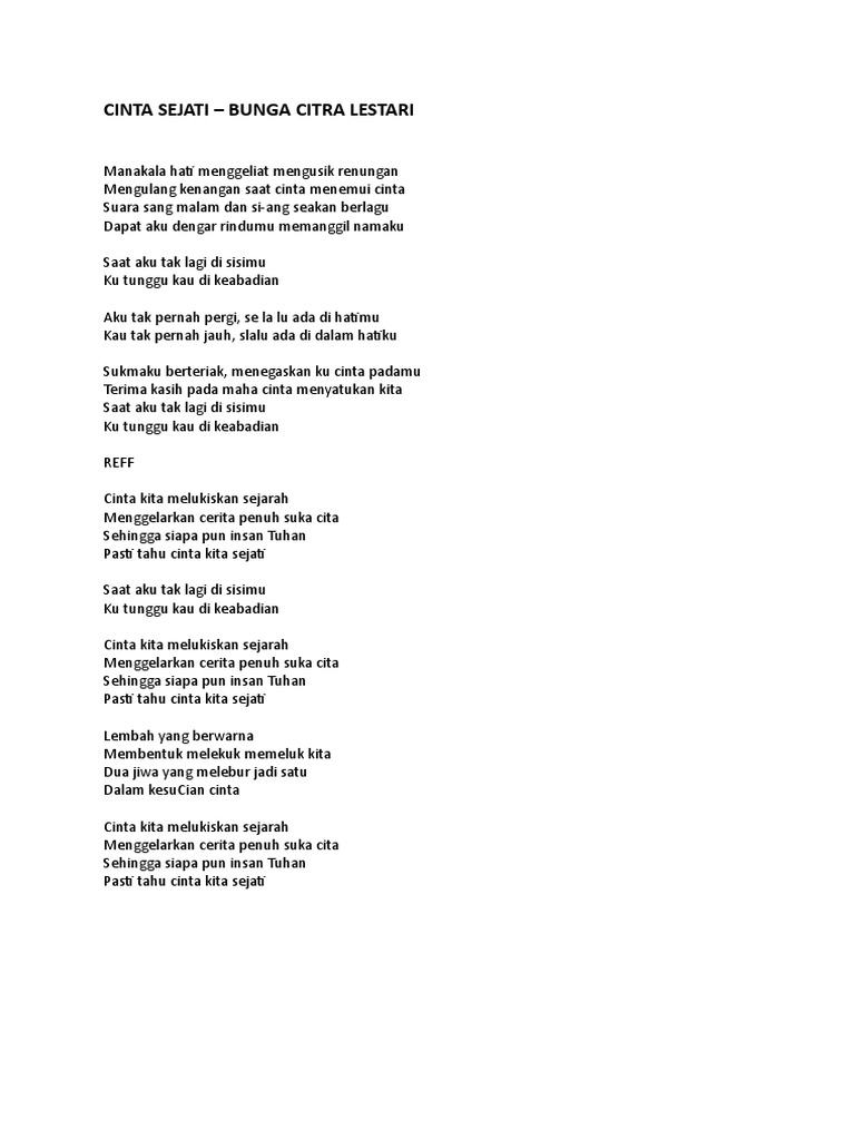 Kumpulan Lirik Lagu Lengkap