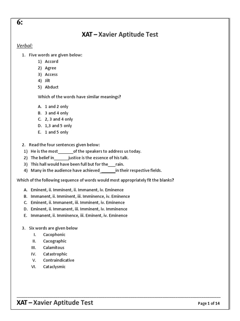 XAT Verbal Ability Practice Questions | PDF | Higgs Boson | Standard Model