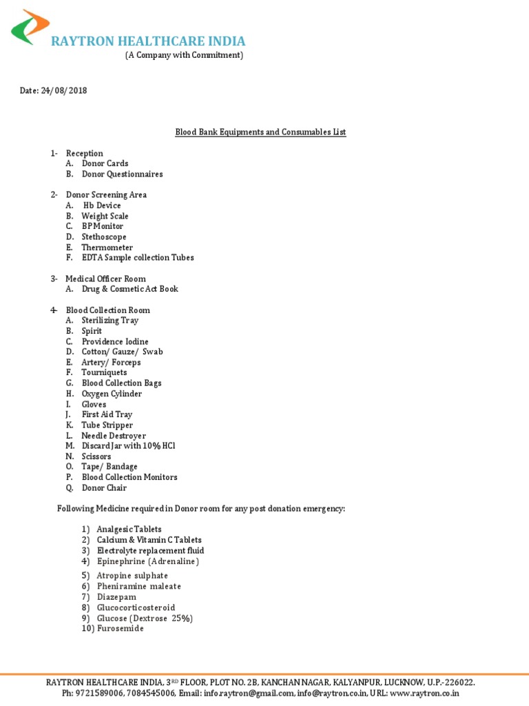 Blood Bank Equipments and Consumables List (2).pdf Blood Donation