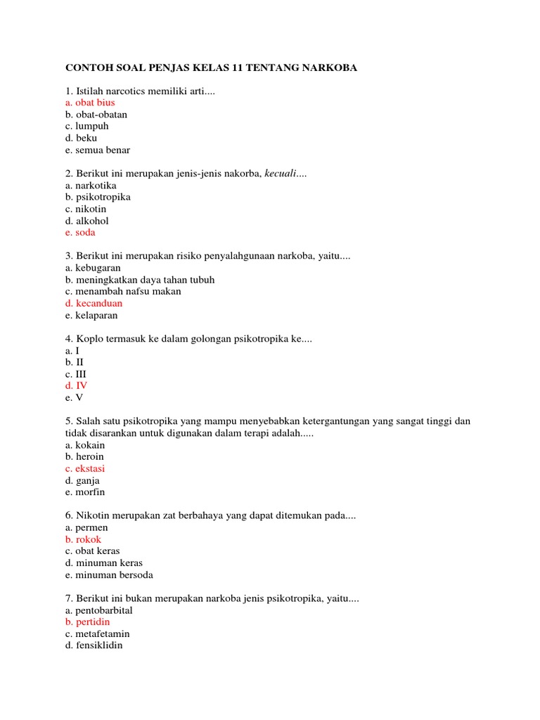 Soal Pjok Essay Tentang Narkoba Beserta Jawabannya - Menjawab Soal