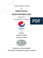 Six Month Industrial Training on Water Treatment Plant