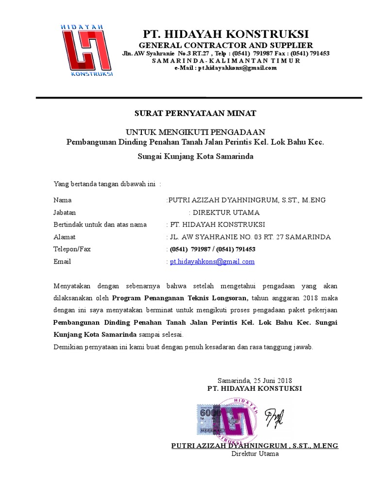Surat Pernyataan Minat Contoh Surat Izin Usaha Dari Kepala Desa.