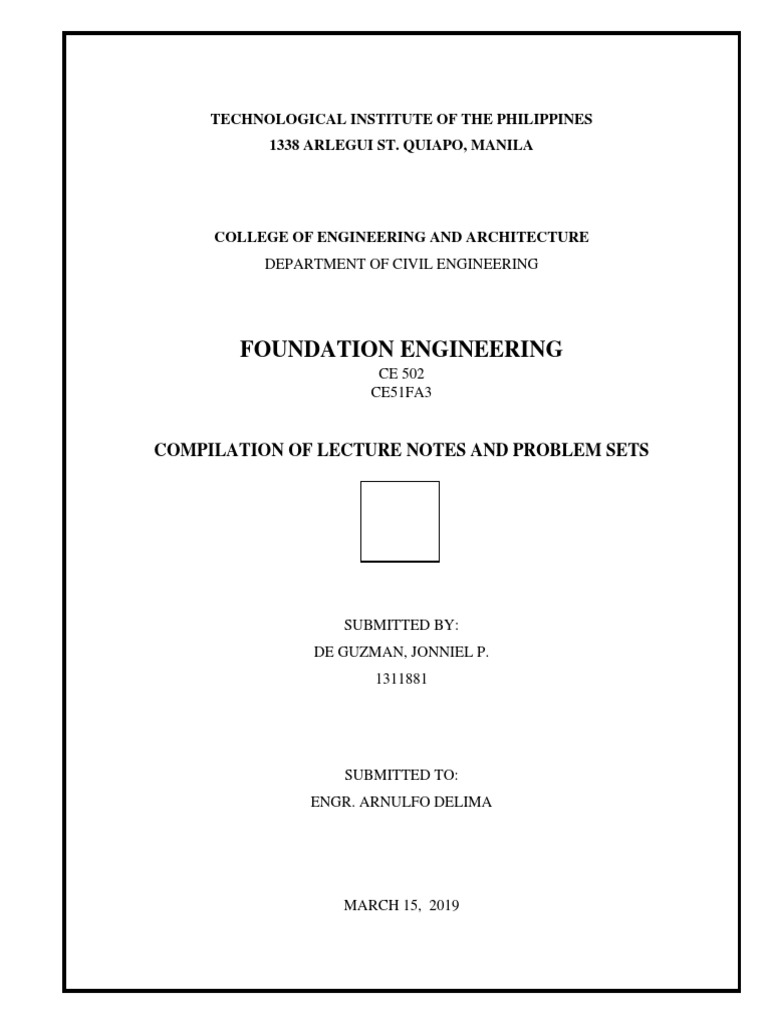 Foundation Engineering Lecture Notes | PDF | Science & Mathematics