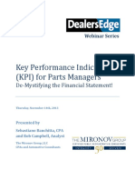 Key Performance Indicators (KPI) For Parts Managers: de Mystifying The Financial Statement!