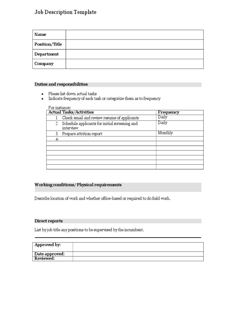 Job Description Template Guide | PDF | Career & Growth