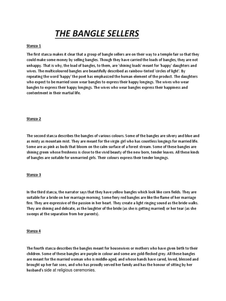 The Bangle Sellers Stanza1 PDF
