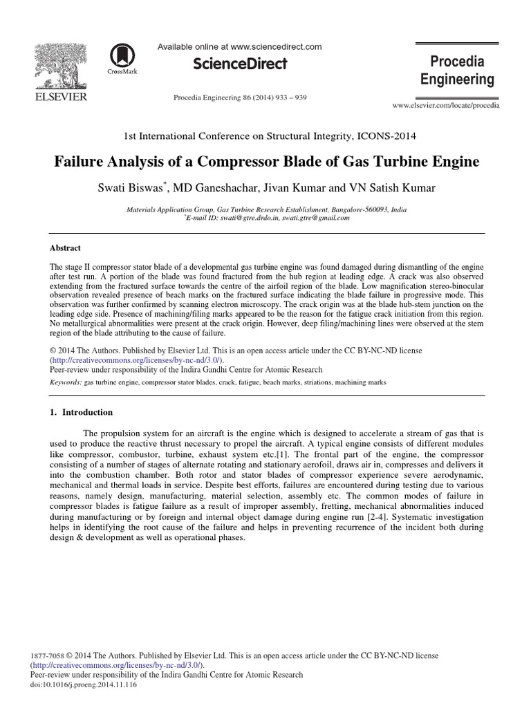 Failure Analysis Of A Compressor Blade Of Gas Turb Pdf Fatigue